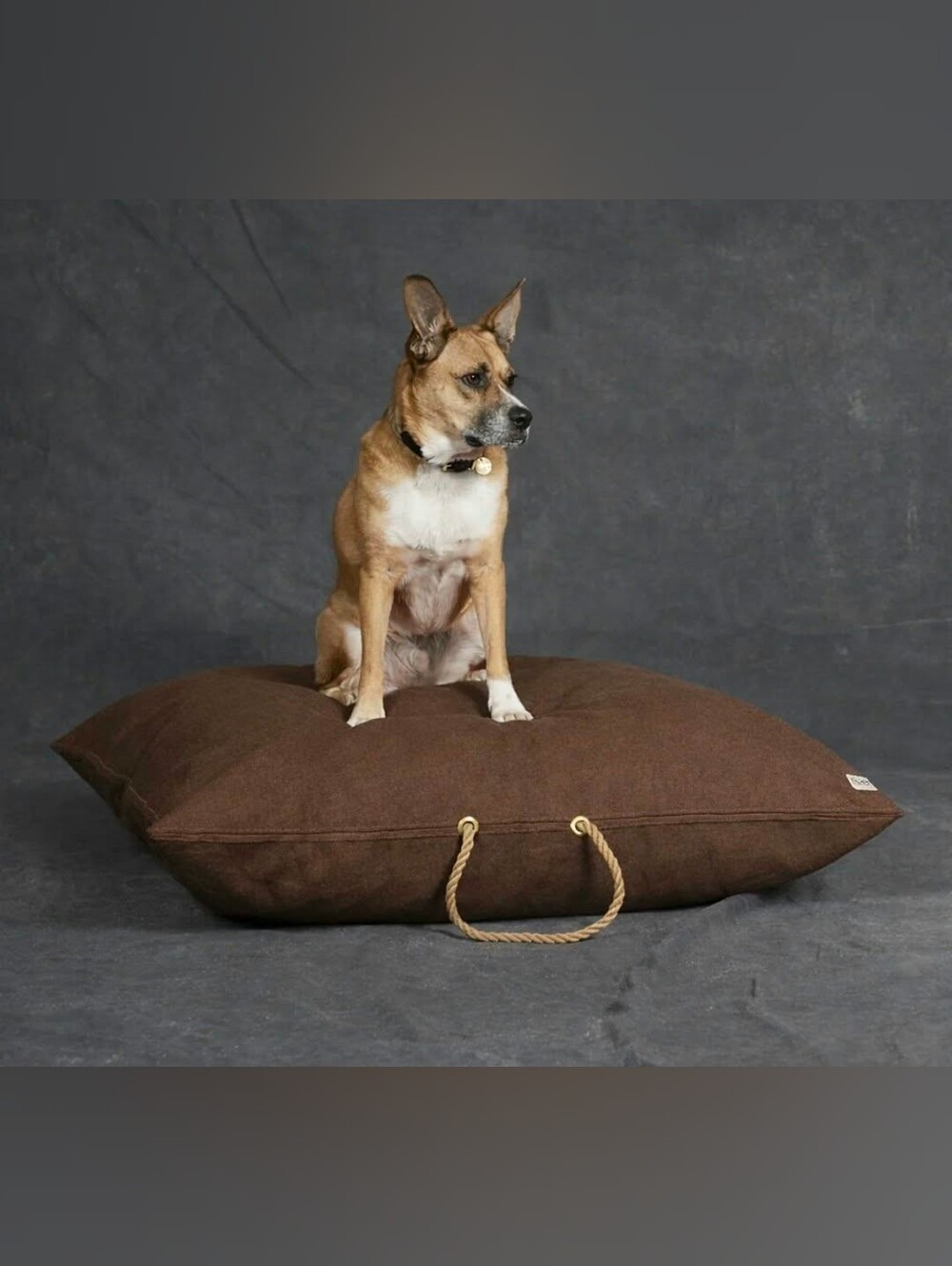 Medium Brown Dog Bed Cushion with Rope Handle